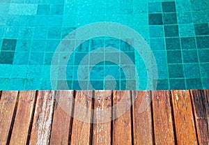 Wood pavement with pool edge