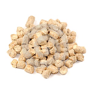 Wood Pellet (Pine) Cat Litter Isolated on White Ba