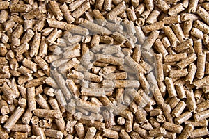 Wood pellets close up .Biofuels. Biomass Pellets - cheap energy. The cat litter