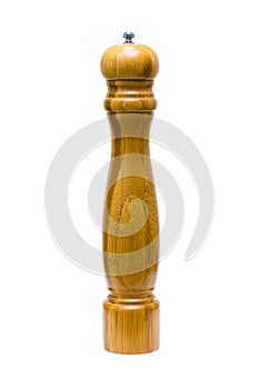 Wood peppermill isolated on white background
