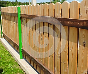 Wood picket fence details.