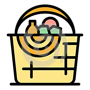 Wood picnic basket icon vector flat