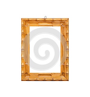 Wood picture frame with engraving heart shape patterns isolated on white background , clipping path