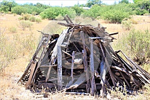 Mesquite wood pile located in Cochise County, Saint David, Arizona