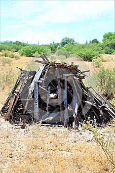 Mesquite wood pile located in Cochise County, Saint David, Arizona