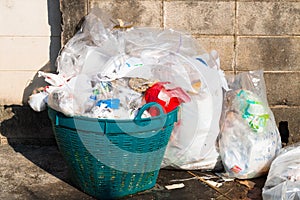 Wood pile,plastic isolate on background close up