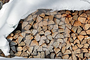 Wood Pile in winter for fire place