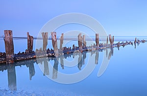 Wood Pilings Folly Beach South Carolina Blue SC photo