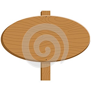 Wood Plank Oval Signage Board Stand Cartoon Illustration Template Vector