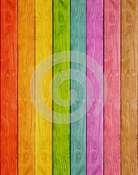 Wood plank rainbow background