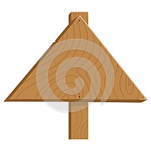 Wood Plank Triangle Signage Board Stand Illustration Vector