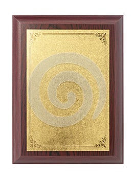wood plaque with gold plate