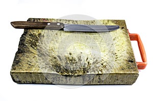 Wood plate (wood block) for cut ingredient and Peeling knife