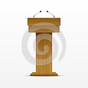 Wood Podium Tribune Rostrum Stand with Microphone