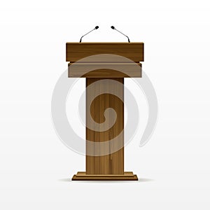 Wood Podium Tribune Rostrum Stand with Microphone