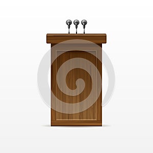 Wood Podium Tribune Rostrum Stand with Microphone