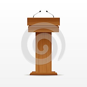 Wood Podium Tribune Rostrum Stand with Microphone