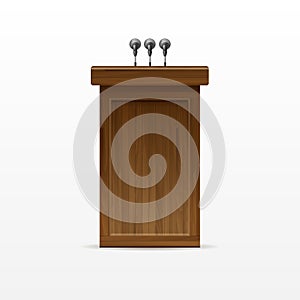 Wood Podium Tribune Rostrum Stand with Microphone photo