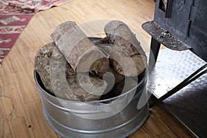 Wood prepared for burning in the stove