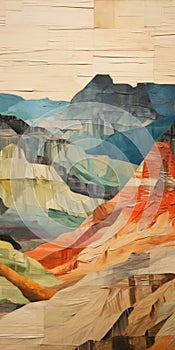 Wood Print Of Grand Canyon In The Style Of Layered Collage Narratives