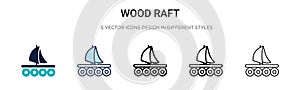 Wood raft icon in filled, thin line, outline and stroke style. Vector illustration of two colored and black wood raft vector icons