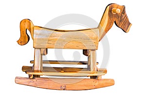 Wood Rocking horse toys kid. children`s playground isolated on white background. This has clipping path