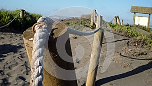 Wood and rope fence at the beach