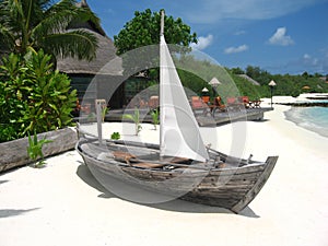 Wood sailing boat on beach