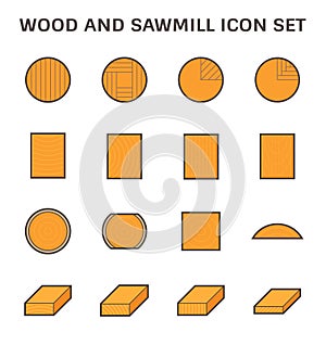 Wood and samill vector icon set design