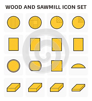 Wood and sawmill vector icon set design