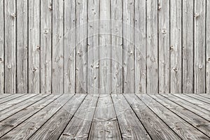 Wood scene background and floor. Box wooden gray boards.