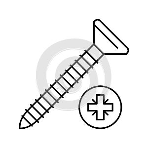 wood screw line icon vector illustration