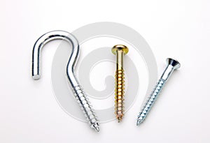 Wood screws and hooks