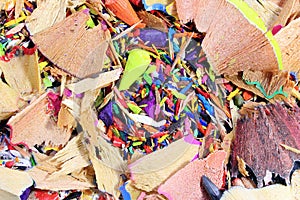 wood shavings of sharpeners after making the tip to the colored