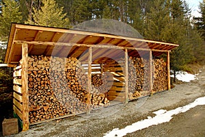 Wood shed outdoors