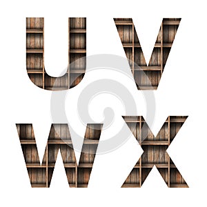Wood shelf font design alphabet letter,