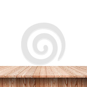 Wood shelf table isolated on white
