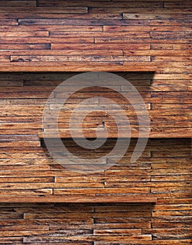 wood shelf on wooden wall