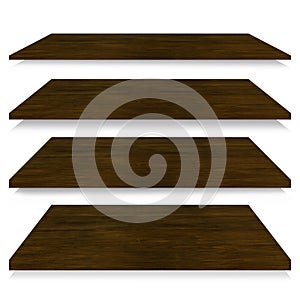 Wood Shelves Isolated on the White Background