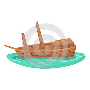 Wood shipwreck icon cartoon vector. Old ship