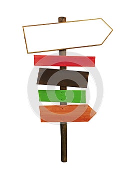 Wood sign with directional arrows