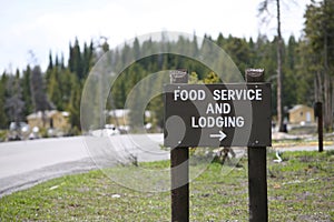 Wood sign for food service lodging