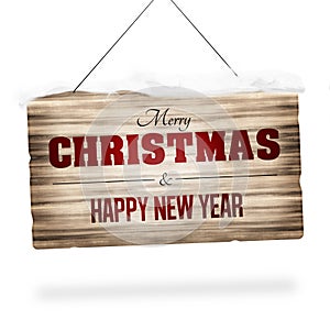 Wood sign merry christmas and happy new year