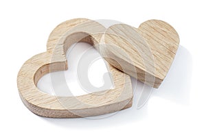 Wood simbol toys hearts  isolated white