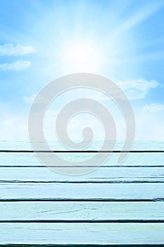 Wood Sky Blue Background