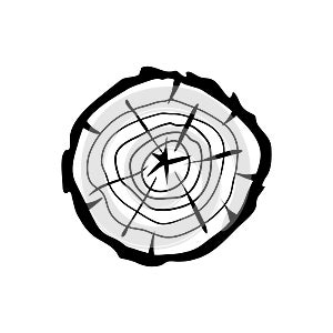 Wood Slice icon vector. Wood Rings illustration sign. Tree symbol. Sawmill logo.