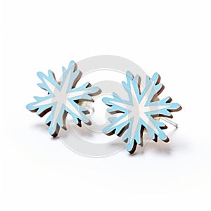 Wood Snowflake Stud Earrings - Blue Star Design