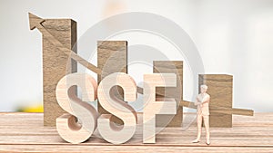 The wood ssf text for Business concept 3d rendering