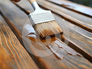 Wood Staining with Brush