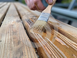 Wood Staining Process Close-up